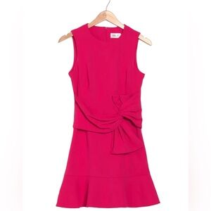Eliza J Fuscia Pink Draped Bow Sheath Dress with ruffled Hem. Size 10 NWT